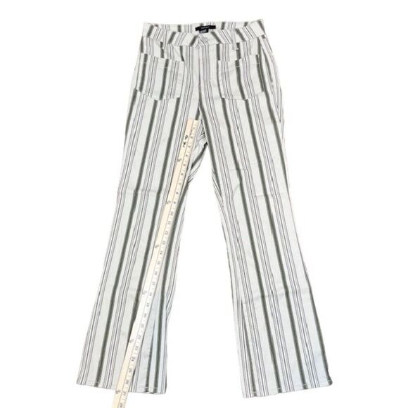 Forever 21 High Rise Flare Striped Pants Olive White Size Small Retro Boho - Picture 5 of 8